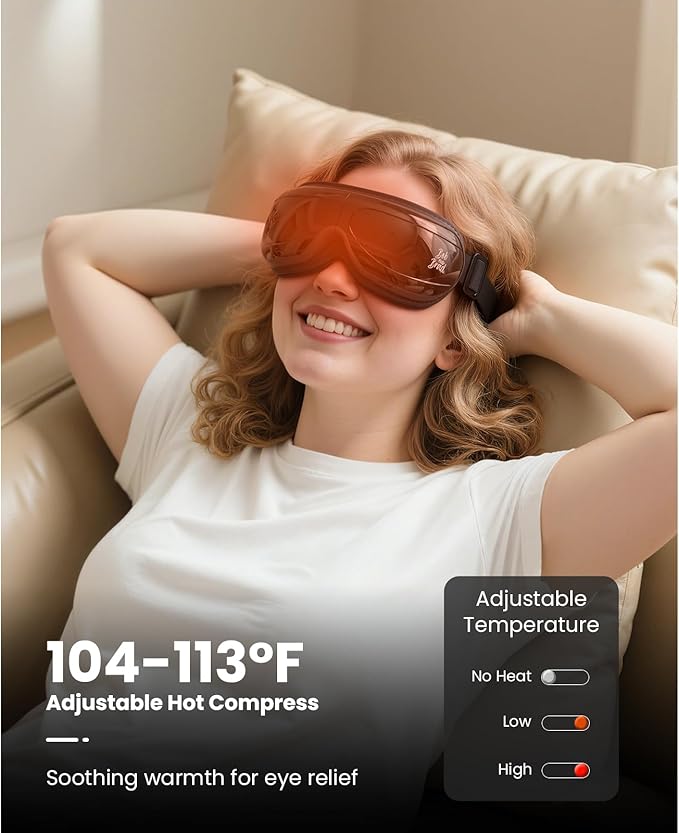 BOB AND BRAD Eye Massager with Heat FSA Eligible HSA, EyeOasis 2 Plus Eye Mask with Remote Control, Electric Headache Massager for Migraines & Dry Eye Relief, Mothers Day Birthday Gifts for Women Men