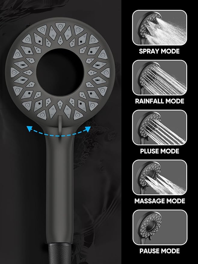 Cobbe Dual Shower Head with Magnetic Handheld, High Pressure Rain Shower Combo 2-in-1 Fixed & Detachable, Multiple Spray Modes, Built-in Magnet Dock 6ft Hose, Matte Black
