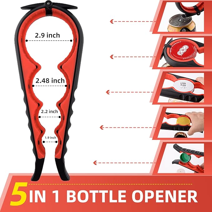 Jar Opener for Seniors with Arthritis - 5-in-1 & 6-in-1 Easy Twist Bottle Opener for Weak Hands & Elderly, Non-Slip Manual Can Opener for Jars/Bottle, Ideal Gift for Elderly Parents
