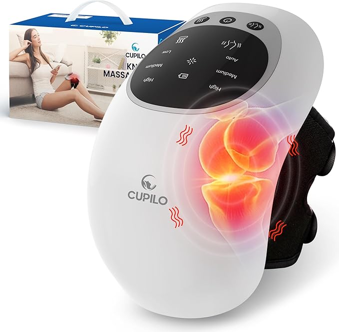 CuPiLo FSA Eligible Knee Massager with Heat and Red Light for Pain Relief, HSA Eligible Cordless Knee Massager with Vibration for Comfort & Relaxation, Gift for Mom, Dad, Grandma & Grandpa, Seniors