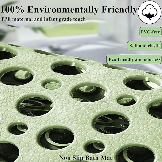 Casa and Beyond Shower Mat, Secure Shower Mats Easy to Clean, Showers Mat with Suction Cup, Washable Non-Slip Bathtub Mats for Inside Showers (White,27.6 * 15 in)