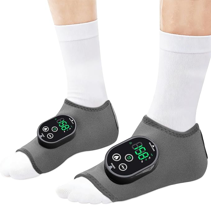 2PCS Cordless Ankle Massager for Pain Relief, Feet Massager, Foot Massager for Neuropathy, Ankle Heating Pad, Foot Heating Pad, Ankle Foot Massager, Grey