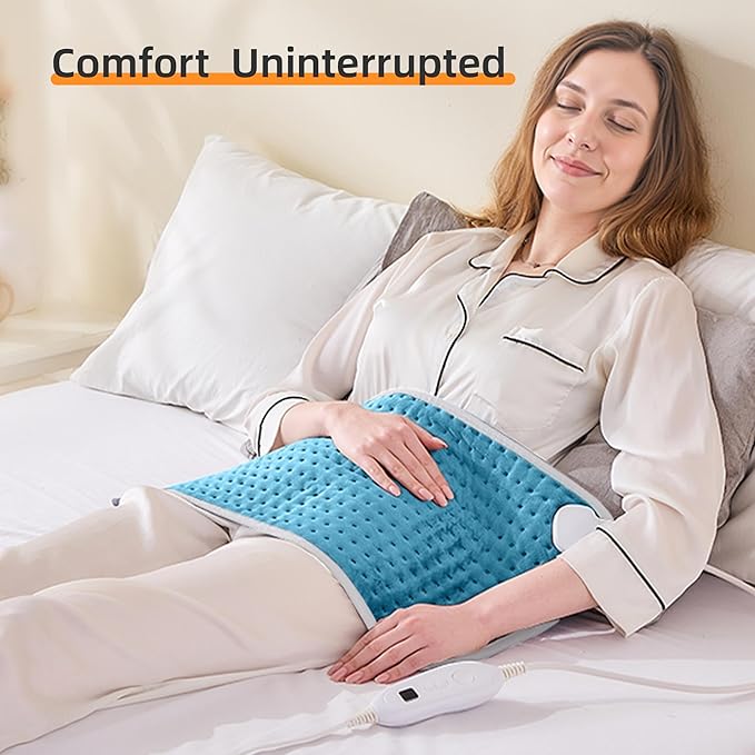 RAINOVA Heating Pad for Back/Shoulder/Feet/Pets, 12''x24'' Electric Pad with Auto Shut Off, Heated Pad for Cramps Relief, Heat Pad 6 Heat Settings, Christmas Gifts for Women, Men, Mom, Dad(Blue)