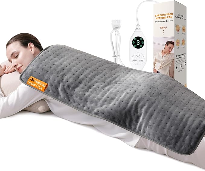High-Heat Boost & Rapid Heat Up XL Heating Pad 40"x20" for Back/Neck/Shoulder Pain Relief, Full Body Electric Pad for Period Cramps/Sore Muscles, Deep Moist Heat (Summer Night Grey, 40"x20")