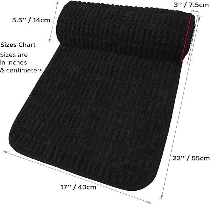 Memory Foam Headrest Pillow for Neck Pain Relief & Cervical Support - Ergonomic Neck Cushion for Office Chair, Car, Recliner, Sofa - Breathable & Pressure Relief (Black, 17" W x 2.7" D)