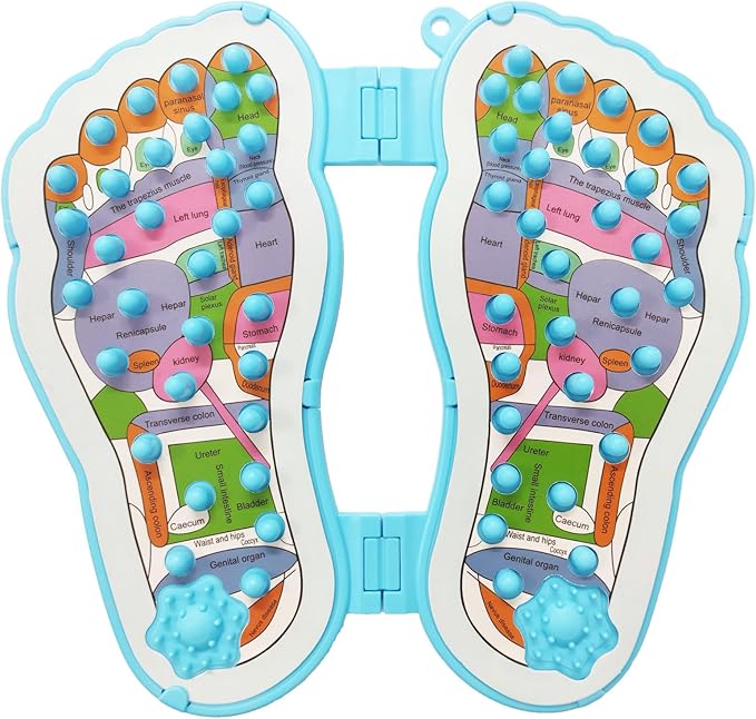 Foot Shaped Acupressure Foot Massage Mat with Chart, Ergonomic Foot Massager Mat for Feet Relaxation, Portable Foot Pressure Point Pad for Stress Relief, Arch and Heel Pain, 1 Piece