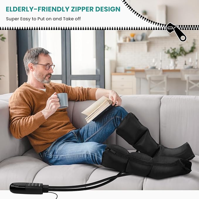 Nekteck Leg Massager for Circulation and Pain Relief, Air Compression Boots Helpful for Leg Swelling, Edema RLS with 6 Modes & 6 Intensities, Relaxation Gifts for Mom Men Women Dad Birthday