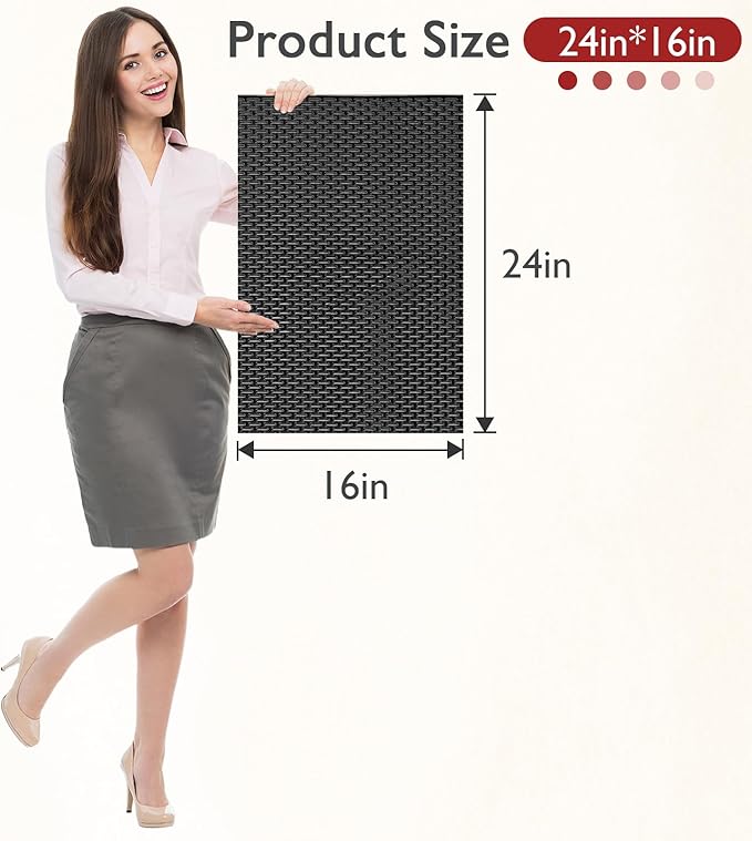 Extra Large Non-Slip Shower Mat, Fast-Dry PVC Bath Stall & Tub Mat, Drain-Hole Design,for Shower Stall Tub for Elderly/Kids，Non Slip Bathroom Safety Accessory，Black 16"x24"