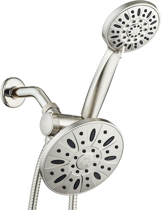AquaDance Premium High Pressure 3-Way Rainfall Combo Combines The Best of Both Worlds-Enjoy Luxurious Rain Showerhead and 6-Setting Hand Held Shower Separately or Together, Satin Nickel