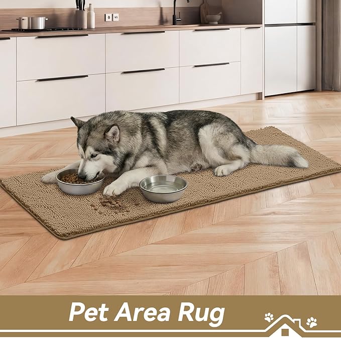 Bcoimo Super Absorbent Dog Door Mat, 60"*24" Anti Slip Mat for Muddy Paws, Pet Rugs for Dirty Paws Washable that Absorbs Moisture and Dirt, for Dog Cage and Pet Resting Carpet