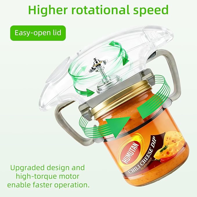 Electric Jar Opener, Higher Torque Automatic Jar Openers with One-Touch, Easy Opening, Adjustable for Most Size Lids, Kitchen Gadget for Home Use, For Arthritic Hands, Weak Hands and Seniors and Chef