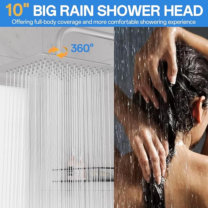 High Pressure Rain Shower Head Combo: Upgrade Dual Shower Head,10" Fixed Rainfall Showerhead,7 Spray Handheld Shower Heads,Adjustable Bar(Up to 13.4"),71" Hose,Tall People Friendly,Chrome
