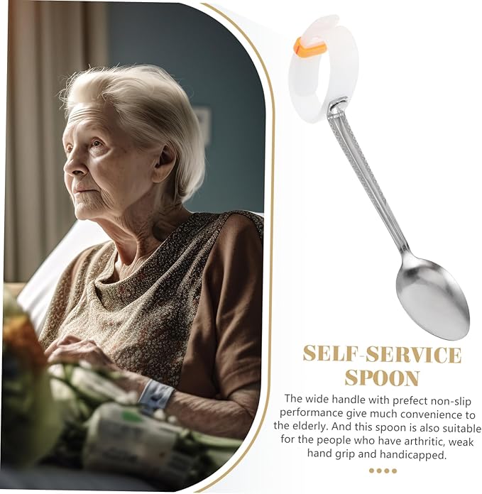 Adaptive Spoon for Seniors Design Non-slip Handle for Easy Grip for Elderly and Disabled Use Safe and Durable Eating Utensil