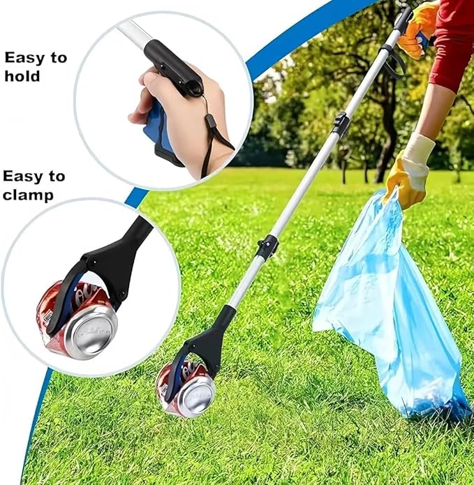 2-Pack Grabber Reacher Tool, 43 Inch Extra Long Steel Foldable Pick Up Stick with Strong Grip Magnetic,Trash Claw Grabber Tool, Hand Grabber for Reaching, Arm Extension, Blue