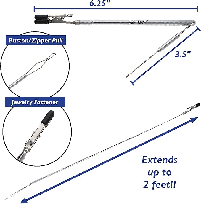 The Beadsmith EZ-Hook 3-in-1 Fastening Tool – Bracelet Fastener, Zipper Pull & Button Looper, Jewelry Aid for One-Handed Use, Ideal for Necklaces, Bracelets & Clothing