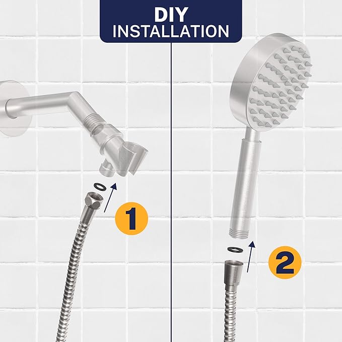 HammerHead Showers Solid Metal Shower Hose Attachment for Showerhead, Extra-Long 72-Inch Universal Replacement Hose for Hand held Shower, Brushed Nickel