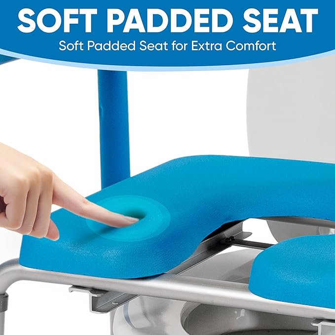 Ultimate Raised Toilet Seat with Handles - Adjustable Raised Toilet Seat for Seniors, Bedside Commode - Padded Armrest | Premium Elevated Toilets Seats with Handles for Elderly Bathroom Safety, Blue