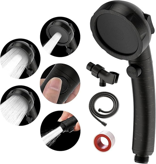 SINGSUO High Pressure Handheld Shower Head with On Off Switch, Detachable Shower Head, 3 Spray Modes Shower Massager Handheld with Hose and Adjustable Angle Bracket (Oil Rubbed Bronze)