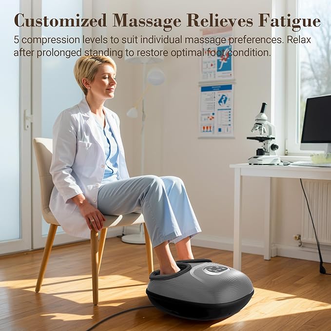 CuPiLo Foot Massager with Heat, FSA Eligible HSA Shiatsu Foot Massager Machine for Plantar Fasciitis, Adjustable Vibration & Pressure for Neuropathy Pain, Women Men Gifts, Fits Up to 12"(Gray)