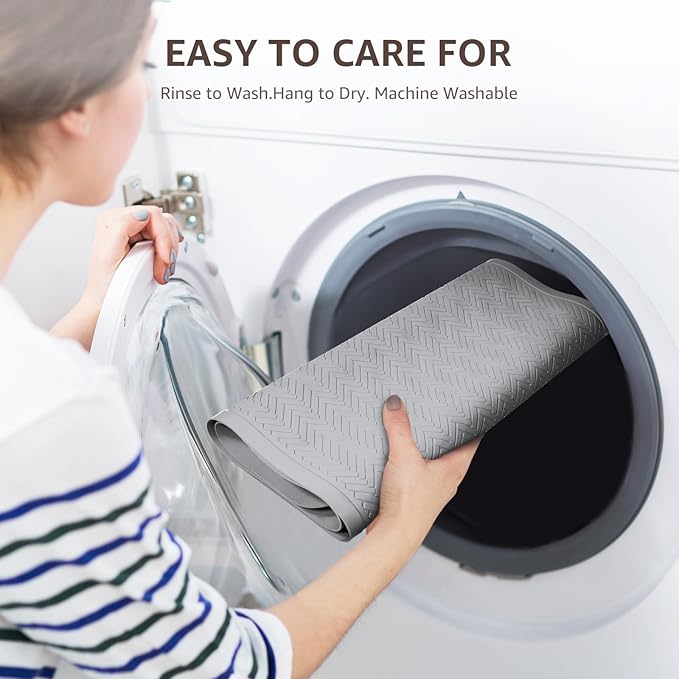 OTHWAY Bathtub Mat Non Slip, Extra Long Rubber Bath Mat for Tub, Machine Washable Shower Anti Slip Mat with 332 Strong Suction Cups (A Little Grey, 36" x 17")