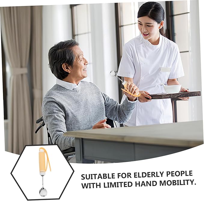 minkissy Adaptive -Shaking Spoon for Seniors Non- Stainless Steel Utensil with Swivel Design Ergonomic Eating Aid for Weak Hands Easy to Clean and Secure Grip