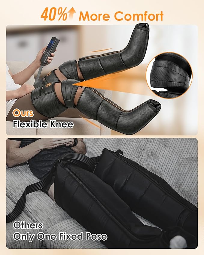 Mothers Day Gifts, Leg Massager with Heat and Compression - Foot Calf Thigh Massage for Circulation and Pain Relief, Professional Compression Boots with 6 Modes, 9 Intensity, 4 Heat
