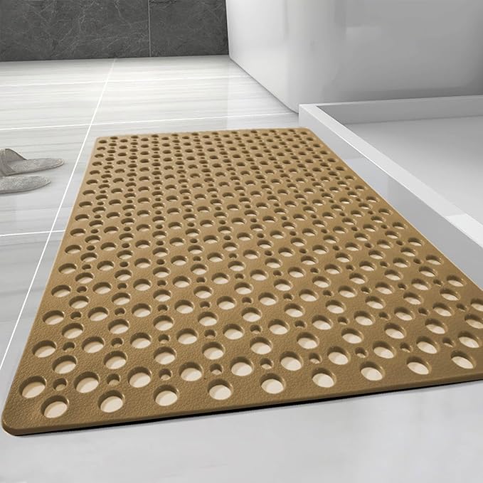 Casa and Beyond Shower Mat, Secure Shower Mats Easy to Clean, Showers Mat with Suction Cup, Washable Non-Slip Bathtub Mats for Inside Showers (Coffee,20.9 * 20.9 in)