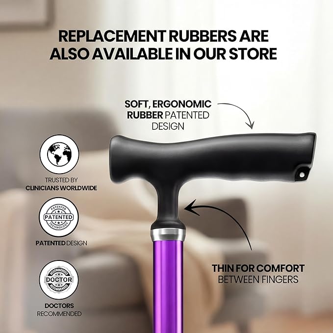 Allay Walking Canes for Men & Women - Adjustable Canes for Women for Stability, Self Standing Wide Quad Pivot Base, Light Weight, Soft Handle Grip and Travel Bag, Walking Sticks for Seniors & Adults