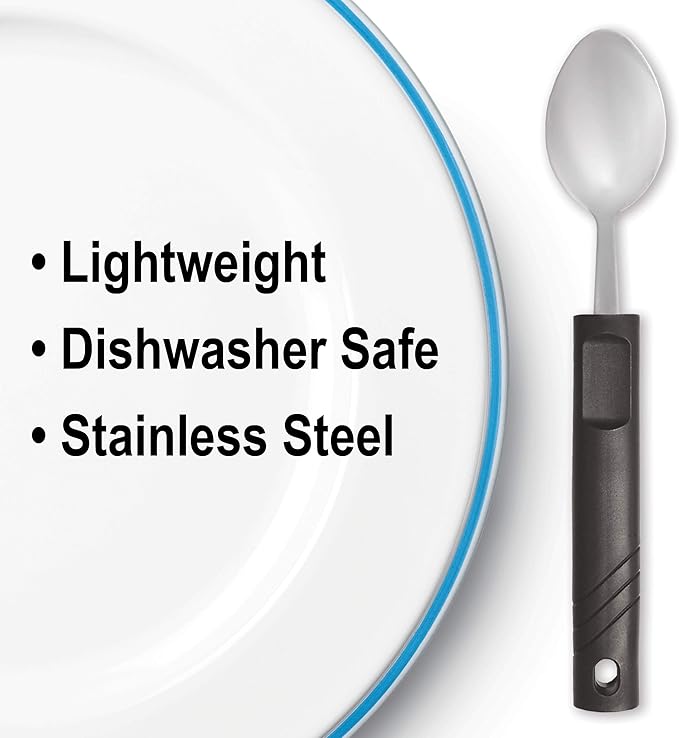 Rehabilitation Advantage Teaspoon with Lightweight Plastic Handle, 0.1 Pound (Pack of 3)