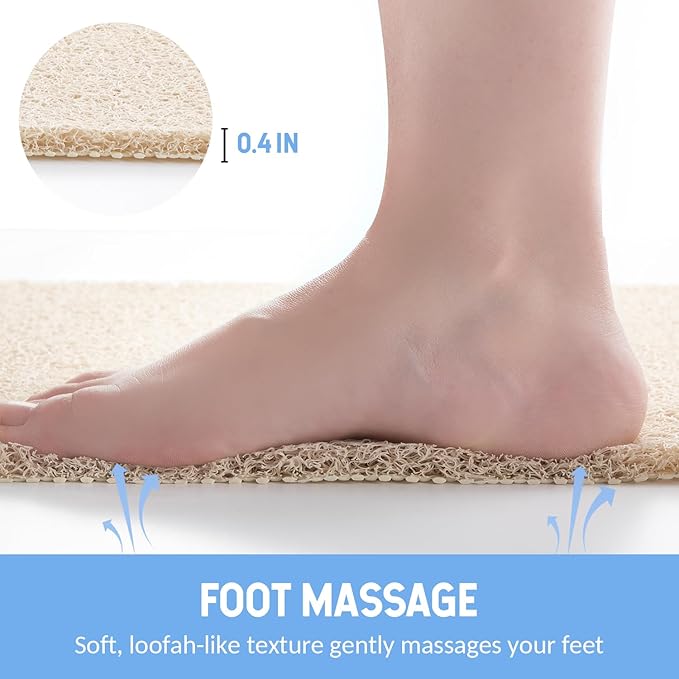 Hargiis Non-Slip Bathtub Mat, 2 Pack Anti Slip Shower Mat, Fast Drying Bathtub Mats, Foot Scrubber Mat, Anti Slip Mat for Tub, Floor, Bathroom, Kitchen, Home, Hotel (Beige 24"×16"+24"×16")