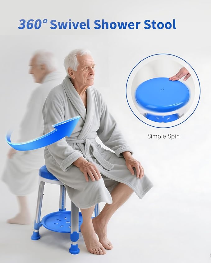 Sangohe Shower Chair for Inside Shower, 360 Swivel Shower Stool, Height Adjustable Shower Stool for Elderly and Disabled, 400 lbs Heavy Duty Shower Seat for Seniors, 797E