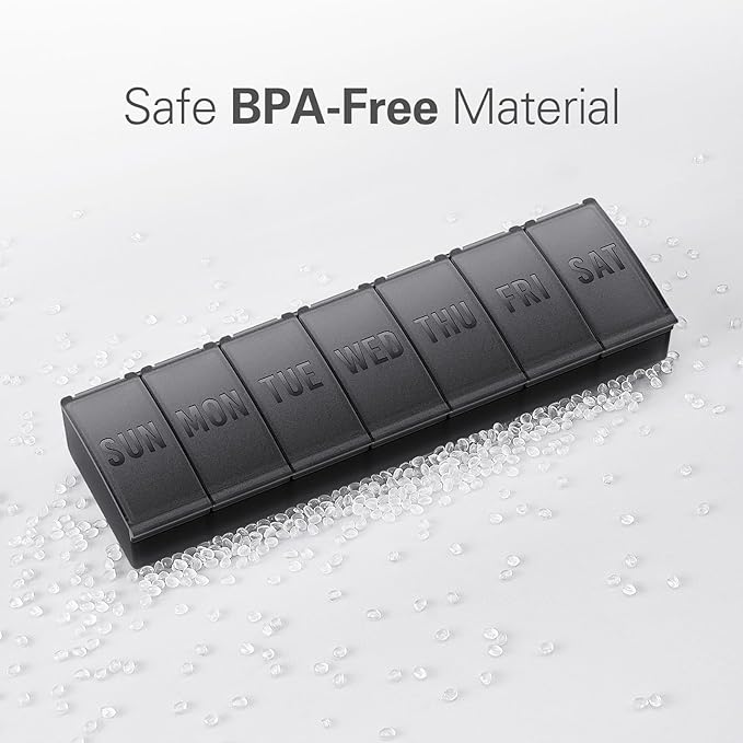 Barhon Large Weekly Pill Organizer, Big Vitamin Organizer Case for 7 Day, Travel Medicine Pill Box to Hold Various Supplements and Fish Oil, Orange