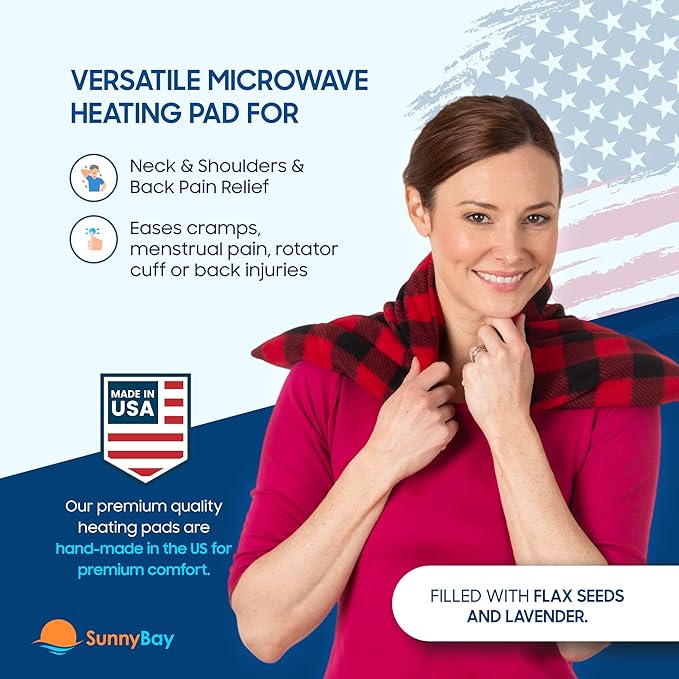 SunnyBay Lavender Microwave Heating Pad, Microwavable Heavy Weighted Full Body Moist Hot or Cold Pack and Washable Fleece Cover, 10x24 Inches, 4 lbs, Buffalo
