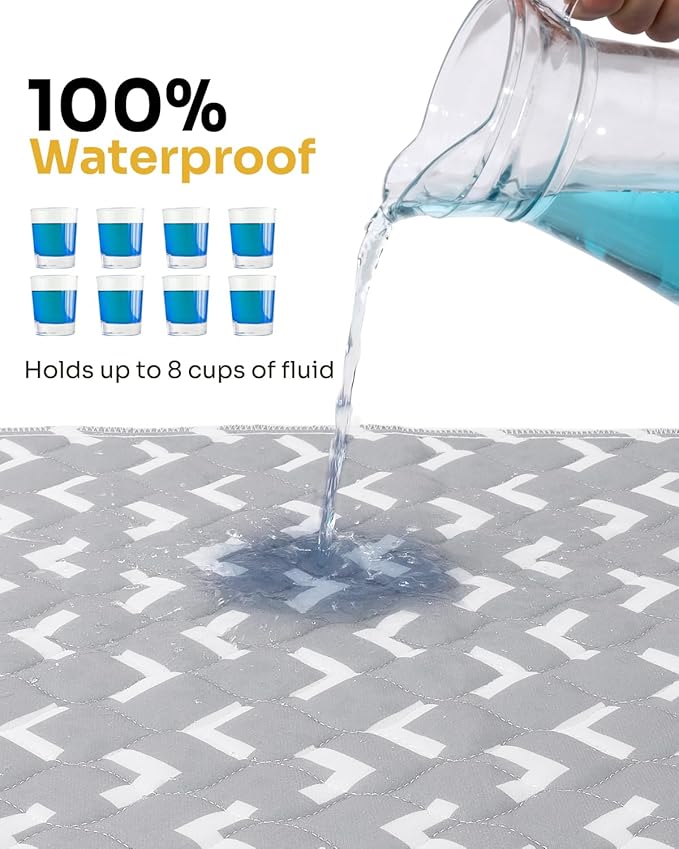 Non-Slip Bed Pads for Incontinence Washable (35" x 52"|2 Pack), Waterproof Bed Pads, Bed Wetting Pads for Bed, Sofa, Floor, Resuable Underpads for Adults, Seniors, Pet