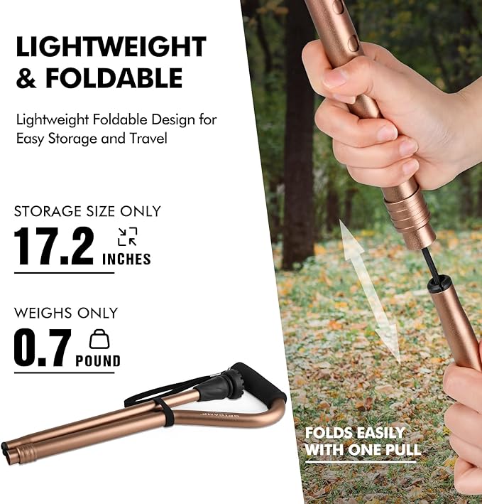GPTCAMP Walking Cane and Walking Stick for Men Women,Lightweight Folding Canes with Offset Soft Cushioned Handle,Adjustable & Collapsible,Mobility & Leg Surgery Recovery