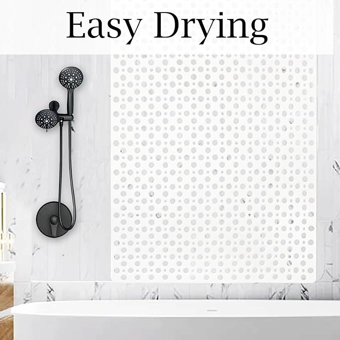 Tiamo Extra Large Shower Mat Non Slip,47 * 31 Inch Bath Mat for Shower with Big Suction Cups,Oversized TPE Shower Mats for Inside Outside Shower,Perfect for Elderly