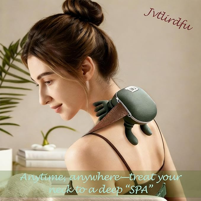 Neck Massager ，2026Newly upgraded version 4D Human-Like Hand Massager with Heat Electric Shoulder & Cervical Massage for Wireless Portable Neck and Back Massager Relieve fatigue (Green version)