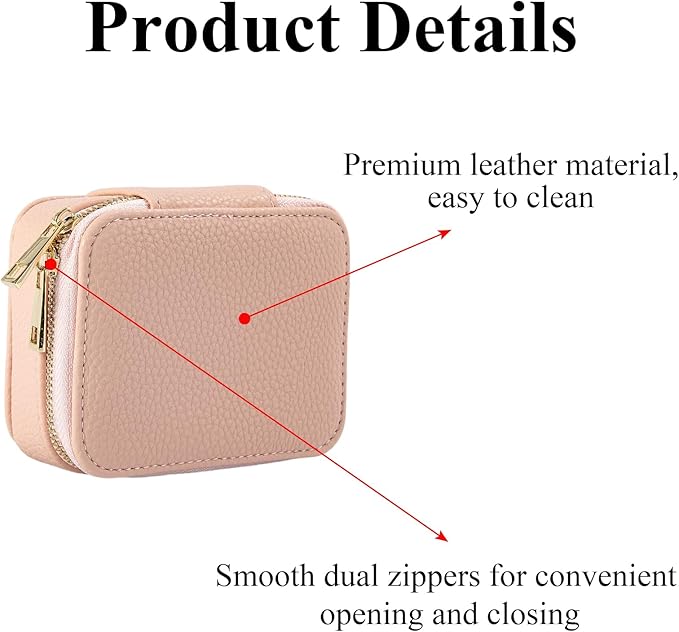 Weekly Pill Organizers Travel, Portable Pill Case with Removable Pill Sorter, Travel Pill Organizer 7 Day,Leather Vitamin Box, Pill Organizer Once a Day, Daily Pill Box Travel Case. (Pink)