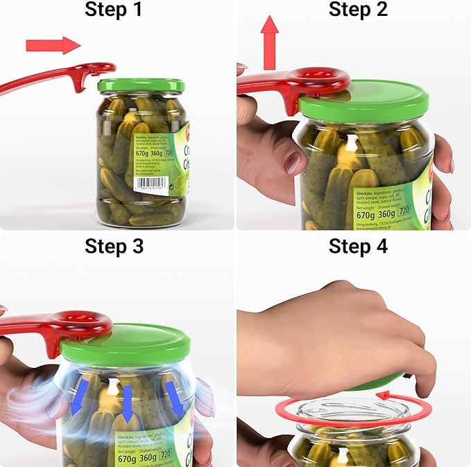 1 Pcs Readaeer Jar Opener for Weak Hand & Seniors with Arthritis (Red)