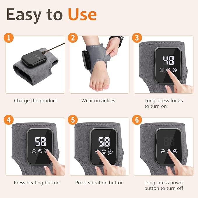 Foot Renew Triple Method Massager 2 Pcs 2026, 3 in 1 Foot Massager for Neuropathy with 3 Vibration Modes & 3 Heat Levels, Cordless & Portable Foot and Ankle Pad for Home/Office/Travel Use, Gray