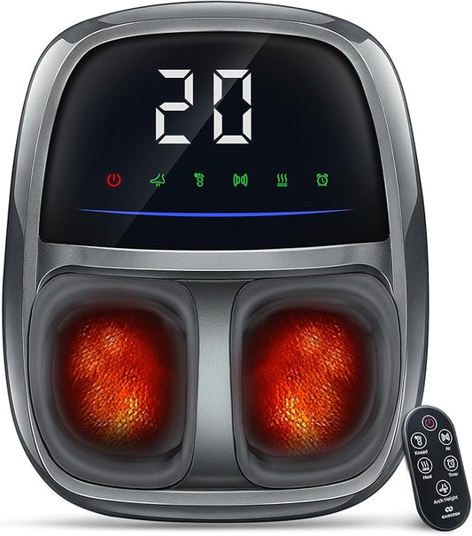 EaseZen Foot Massager with Heat, Upgraded Adjustable Arch Lift & Large LED Touchscreen, Deep Kneading Shiatsu Foot Massager for Neuropathy, Plantar Fasciitis Relief, High Arch & Elderly