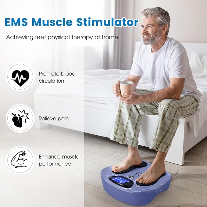 Creliver EMS Foot Stimulator Pro, EMS Foot Massager for Neuropathy with Ergonomic Sole, Neuropathy Pain Relief for Feet Circulation, Leg & Feet Massager with 8 Gel Pads, Tens Unit Muscle Stimulator