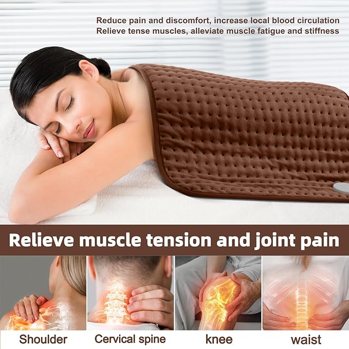 VALGELUIK 17x33 Heating Pad for Pain Relief | Ultra-Soft Microplush Fabric | 6 Adjustable Heat Settings (Moist & Dry) | Safe 2-Hour Auto Shut-Off | Perfect for Back, Neck, Shoulders | Great Gift Idea