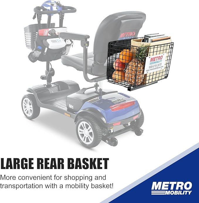 Mobility Scooter for Seniors and Adults M1 Blue, 300W Motor, 9” Solid Tires, Foldable Heavy Duty Electric Scooter, Comfortable Adjustable Seat with 360° Rotation, Portable for Travel