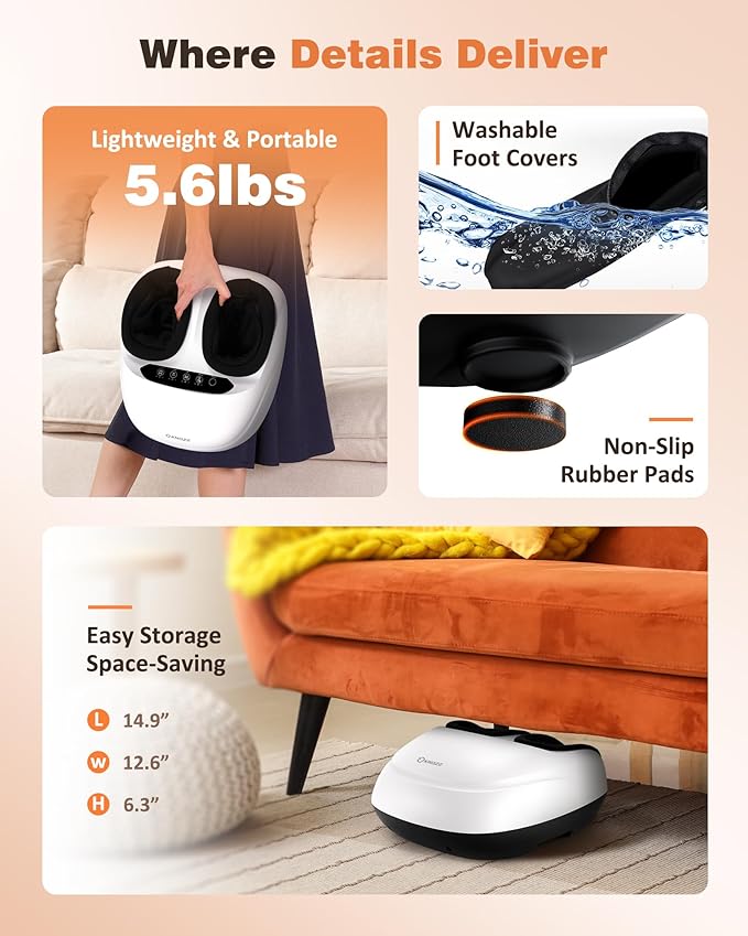 KNQZE Shiatsu Foot Massager with Heat, Compression, Deep Kneading Foot Massage for Plantar Fasciitis Relief, Remote Control, Multi Massage Modes, Auto Shut-Off Timer, FSA Eligible, White