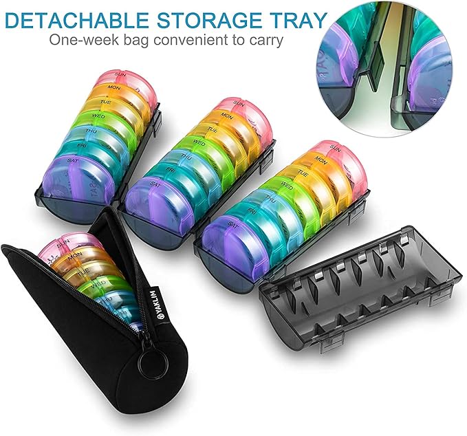 ［Upgrade］ Monthly Pill Organizer 2 Times A Day,One Month Box AM PM,Daily Cases Large 4 Week,Medication 28 Days Dispenser for Pills,Fish Oils, Vitamin,Supplement(Rainbow)…