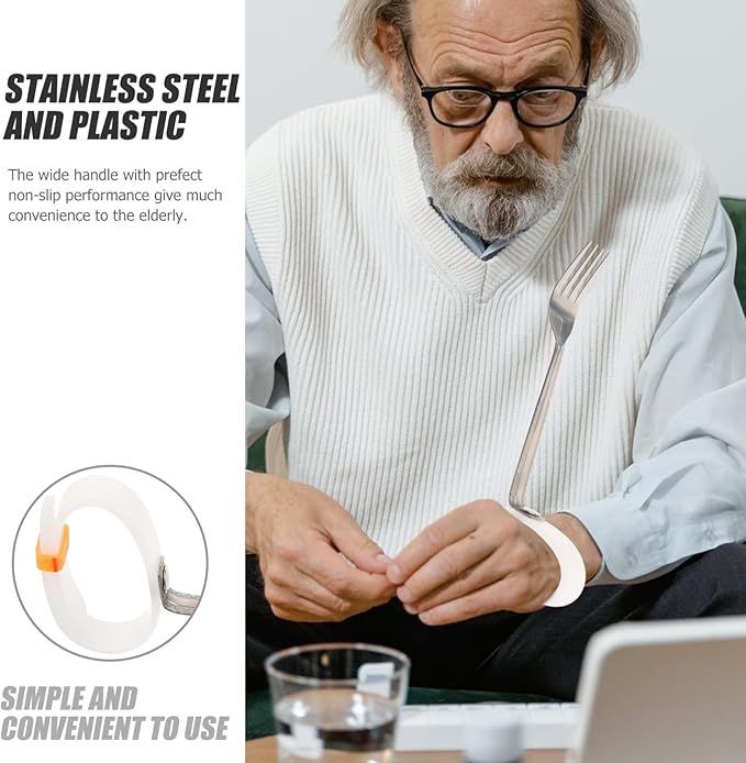 Elderly Adaptive Fork Non-Slip Handle for Hand and Disabilities Comfortable Grip Eating Utensil for Seniors and Disabled Adults Easy to Clean and Reliable