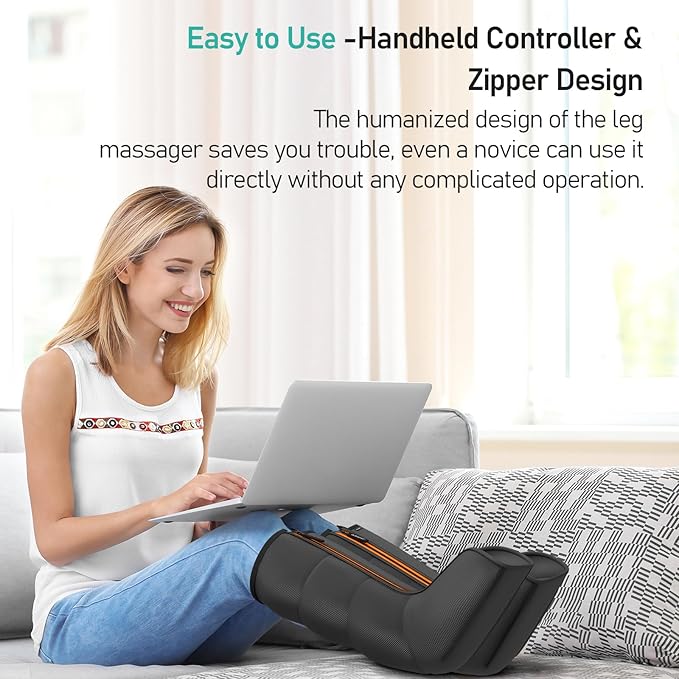 QUINEAR Leg Compression Massager, Calf Massager for Circulation and Pain Relief with 3 Modes and 3 Intensities,Compression Boots for Leg (no Heat)