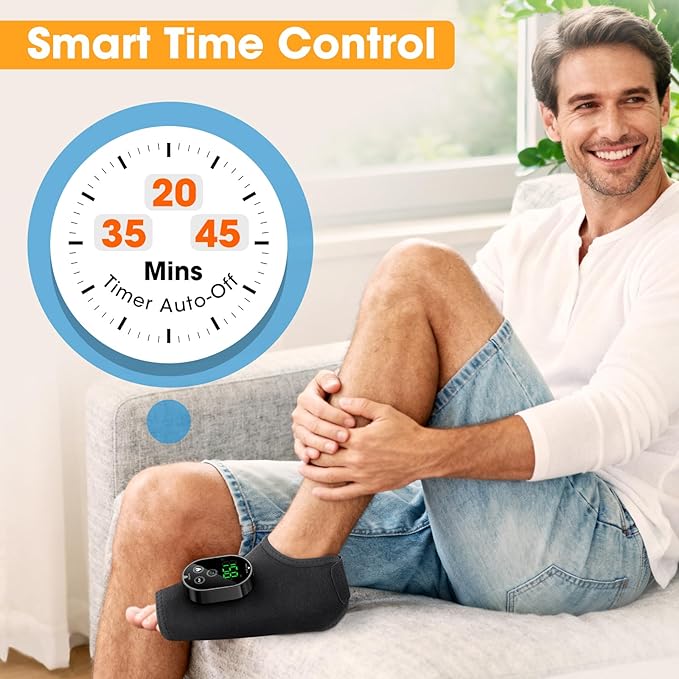 Cordless Ankle Heating Pad with Massage,Rechargeable Ankle Massager for Pain Relief,Portable Neuropathy Foot Massager