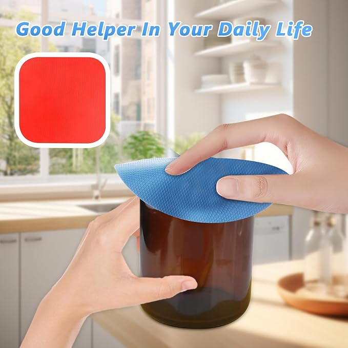 12 Pack Jar Opener Gripper Pads Rubber Jar Grippers Multi-Purpose Square Round Heat Insulation Pad Coasters for Weak Hands Seniors with Arthritis - Multicolor